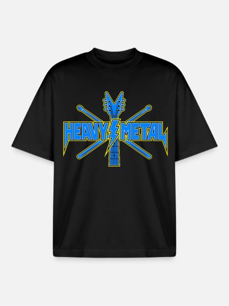 Heavy Metal Guitar Emblem - Boxy Heavyweight Unisex Organic T-Shirt by Stanley/Stella - black