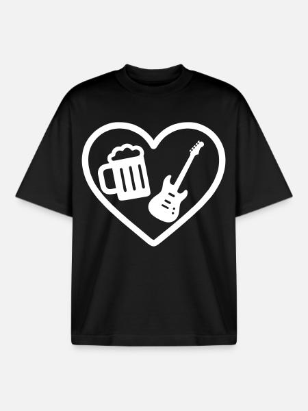 Heart Rock Beer - Boxy Heavyweight Unisex Organic T-Shirt by Stanley/Stella - black