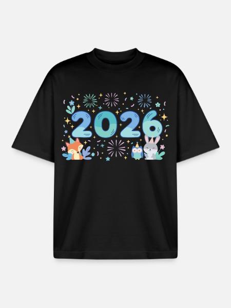Silvester-Feier-Design 2026 - Boxy Heavyweight Unisex Organic T-Shirt von Stanley/Stella - Schwarz