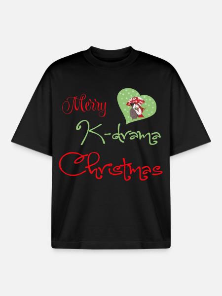 K-Drama Christmas Romance de Noël - Boxy Heavyweight Unisex Organic T-Shirt by Stanley/Stella - black