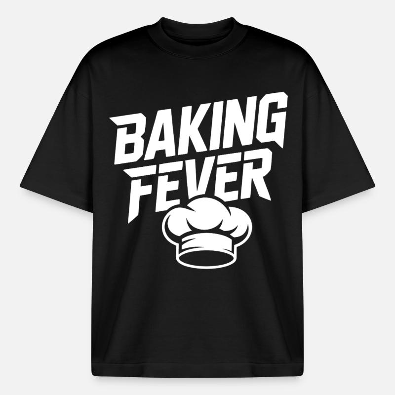 Backfieber Logo with Chef's Hat - Boxy Heavyweight Unisex Organic T-Shirt by Stanley/Stella - black