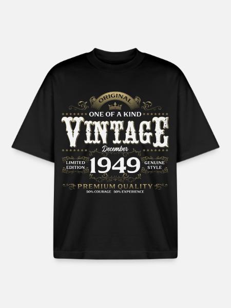 76e anniversaire Millésime décembre 1949 - T-shirt unisexe boxy épais biologique Stanley/Stella - noir