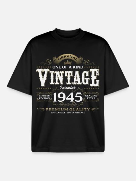 80e anniversaire Millésime décembre 1945 - T-shirt unisexe boxy épais biologique Stanley/Stella - noir