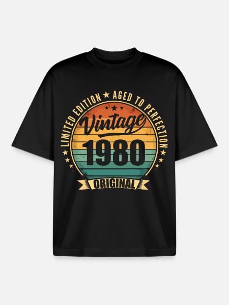 Limitierte Jubiläumsausgabe von 1980 - Boxy Heavyweight Unisex Organic T-Shirt von Stanley/Stella - Schwarz
