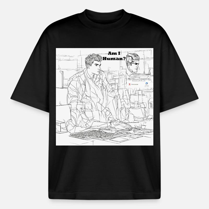 Human or robot - Boxy Heavyweight Unisex Organic T-Shirt by Stanley/Stella - black