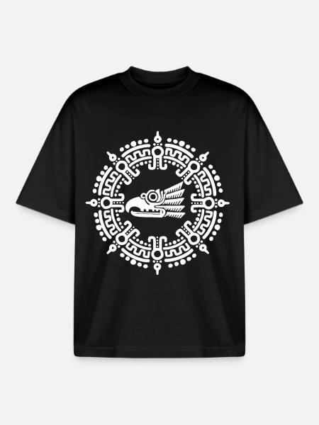 White Aztec symbol - Boxy Heavyweight Unisex Organic T-Shirt by Stanley/Stella - black