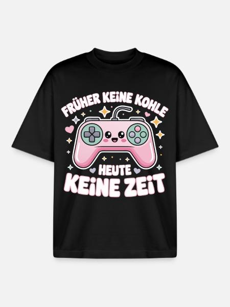 Retro Gamepad Spruchmotiv Gamer Design - Boxy Heavyweight Unisex Organic T-Shirt von Stanley/Stella - Schwarz