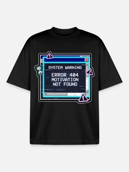 Error 404 Motivation Glitch - Boxy Heavyweight Unisex Organic T-Shirt von Stanley/Stella - Schwarz