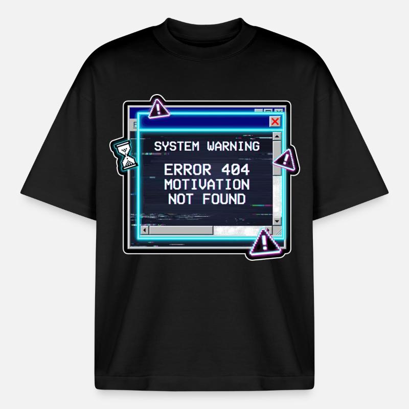 Error 404 Motivation Glitch - Boxy Heavyweight Unisex Organic T-Shirt by Stanley/Stella - black