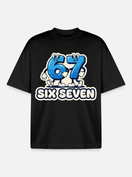 67 Meme Shirt – Six Seven Memes - Boxy Heavyweight Unisex Organic T-Shirt by Stanley/Stella - black