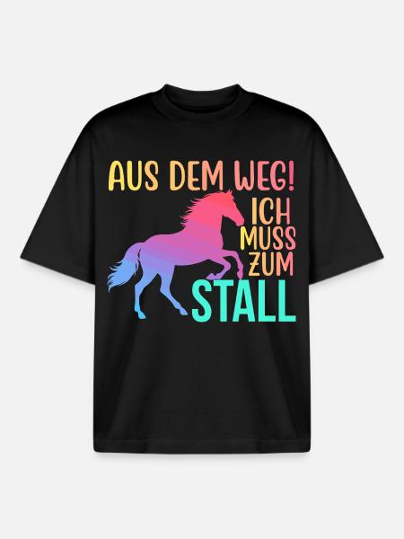 Écartez-vous, je dois aller à l’écurie - T-shirt unisexe boxy épais biologique Stanley/Stella - noir