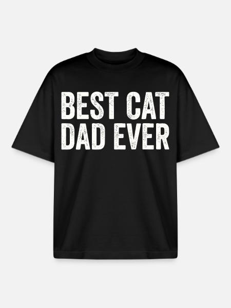 Daughter Cat Lovers Funny Father Dad - Boxy Heavyweight Unisex Organic T-Shirt by Stanley/Stella - black