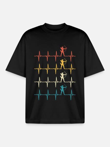 Archery Heartbeat Archery - Boxy Heavyweight Unisex Organic T-Shirt by Stanley/Stella - black