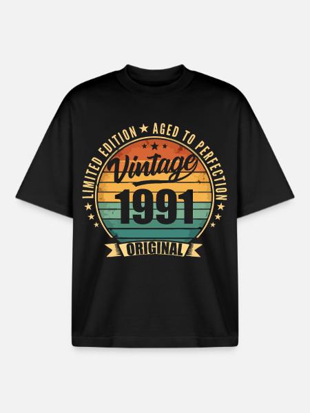 1991 Anniversary Limited Edition - Boxy Heavyweight Unisex Organic T-Shirt by Stanley/Stella - black