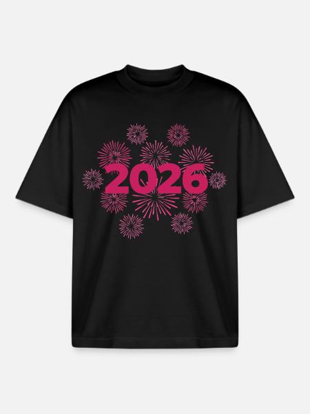 2026 Feuerwerk Silvesterfeier - Boxy Heavyweight Unisex Organic T-Shirt von Stanley/Stella - Schwarz