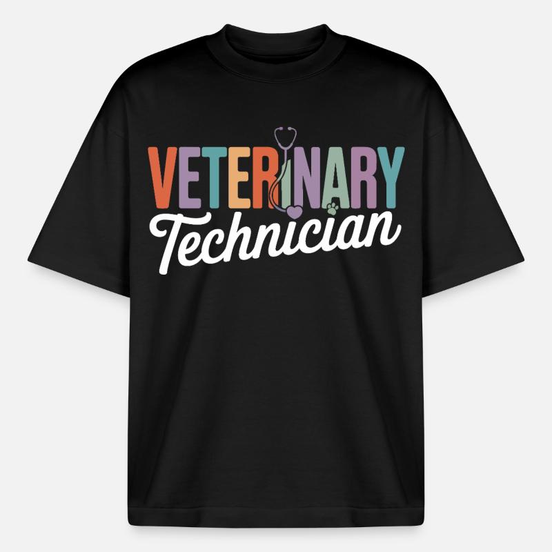 Tiermedizinischer Techniker Regenbogen-Logo - Boxy Heavyweight Unisex Organic T-Shirt von Stanley/Stella - Schwarz