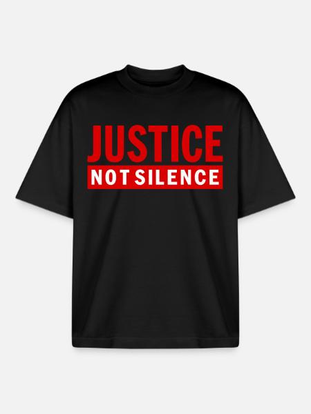 Justice Not Silence Gerechtigkeit Statement - Boxy Heavyweight Unisex Organic T-Shirt by Stanley/Stella - black