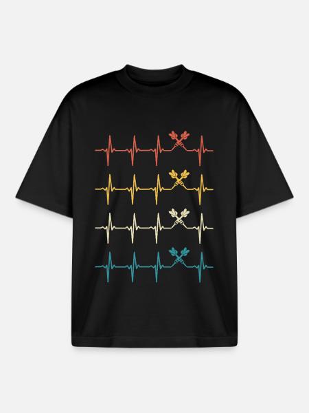 Dart Heartbeat Retro Darts Darter - Boxy Heavyweight Unisex Organic T-Shirt by Stanley/Stella - black