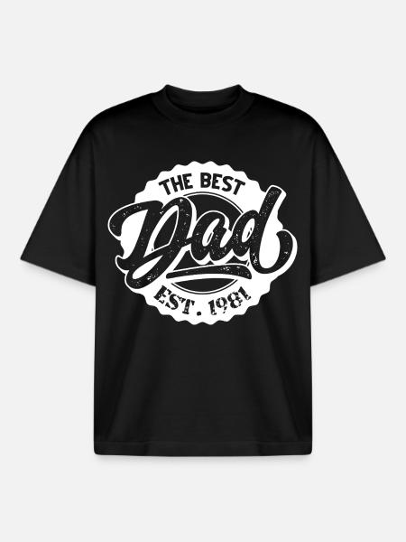 The Best Dad EST 1981 - Boxy Heavyweight Unisex Organic T-Shirt von Stanley/Stella - Schwarz