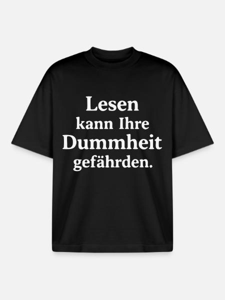 Reading can jeopardize your stupidity - Boxy Heavyweight Unisex Organic T-Shirt by Stanley/Stella - black