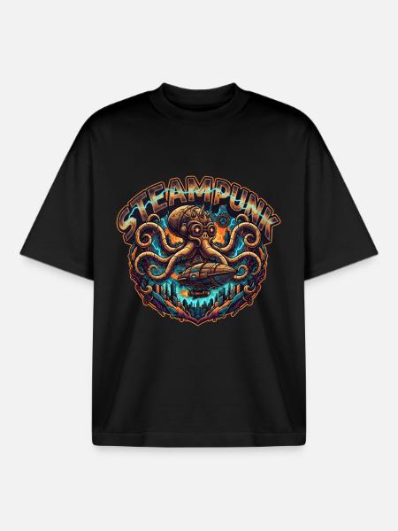 Steampunk Aesthetics & Retro-futurism steam - Boxy Heavyweight Unisex Organic T-Shirt by Stanley/Stella - black