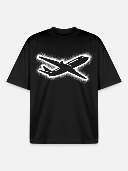 Airplane Aviator Men's Boys Pilot - Boxy Heavyweight Unisex Organic T-Shirt by Stanley/Stella - black