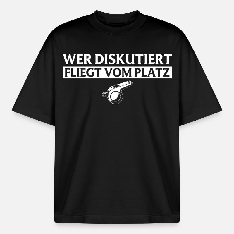 Referee - Who discusses flies referee - Boxy Heavyweight Unisex Organic T-Shirt by Stanley/Stella - black