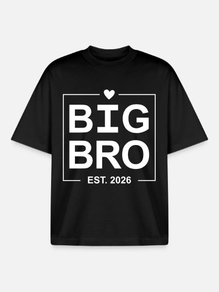 Big Bro Est 2026 - Boxy Heavyweight Unisex Organic T-Shirt by Stanley/Stella - black