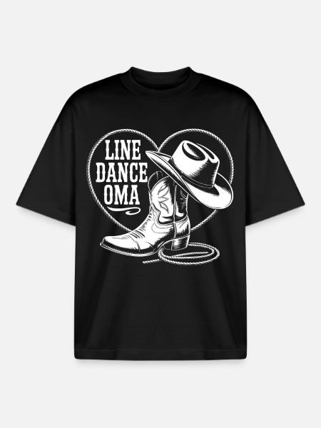 Line Dance Granny Heart - Boxy Heavyweight Unisex Organic T-Shirt by Stanley/Stella - black