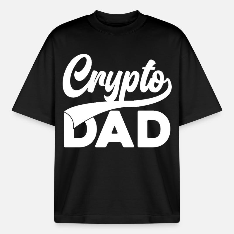 Crypto Dad Script Logo - T-shirt unisexe boxy épais biologique Stanley/Stella - noir