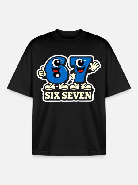 67 Six Seven Italian Meme - Boxy Heavyweight Unisex Organic T-Shirt by Stanley/Stella - black