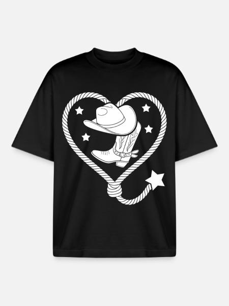 Heart Lasso Line Dance Stetson - Boxy Heavyweight Unisex Organic T-Shirt by Stanley/Stella - black