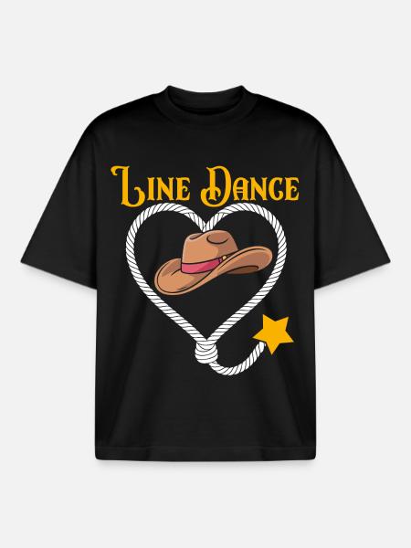 Line Dance Herz und Cowboyhut - Boxy Heavyweight Unisex Organic T-Shirt von Stanley/Stella - Schwarz