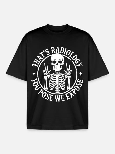 Skeleton Radiology Logo Motif - Boxy Heavyweight Unisex Organic T-Shirt by Stanley/Stella - black