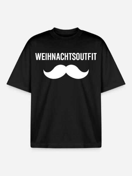 Christmas Outfit Mustache - Boxy Heavyweight Unisex Organic T-Shirt by Stanley/Stella - black