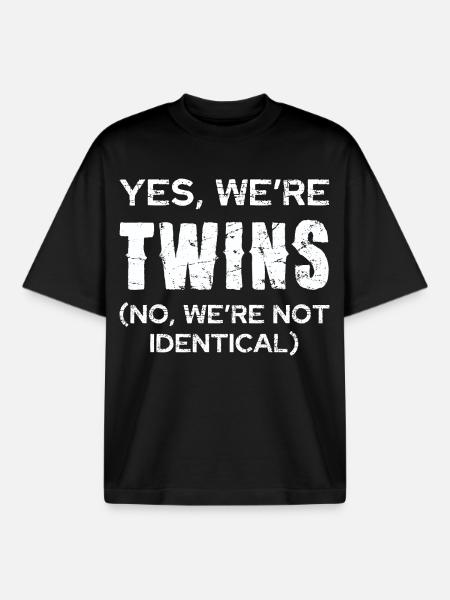Twin joke: Not identical - Boxy Heavyweight Unisex Organic T-Shirt by Stanley/Stella - black