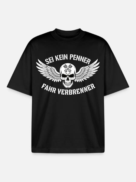 Ride Combustion Engine – Biker Skull Statement - Boxy Heavyweight Unisex Organic T-Shirt by Stanley/Stella - black