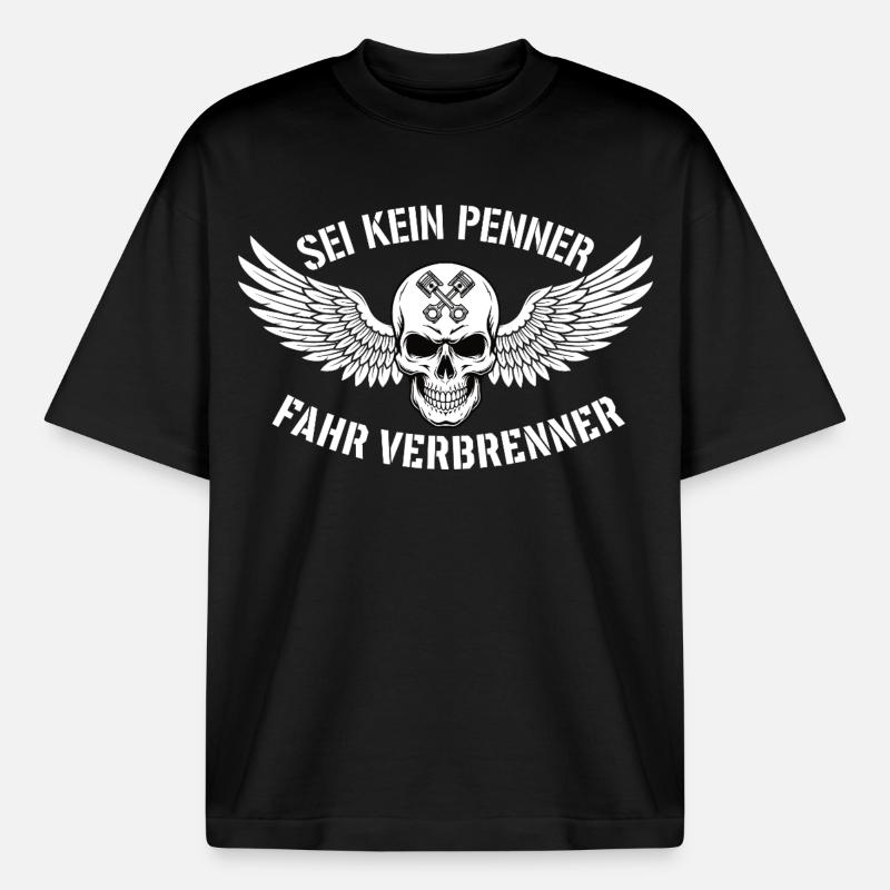 Ride Combustion Engine – Biker Skull Statement - Boxy Heavyweight Unisex Organic T-Shirt by Stanley/Stella - black