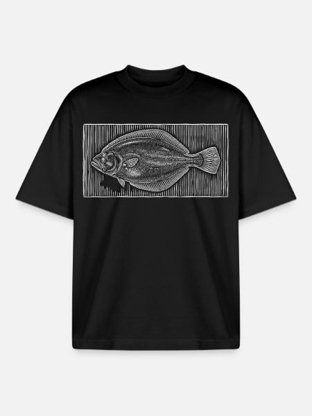 Vintage flatfisk tresnitt – Kystfisker - Unisex boxy heavyweight T-skjorte økologisk Stanley/Stella - svart