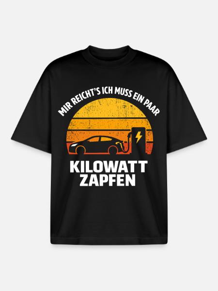 I've had enough: tapping kilowatts – e-car - Boxy Heavyweight Unisex Organic T-Shirt by Stanley/Stella - black