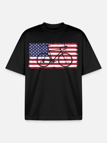 Cycling USA - T-shirt unisexe boxy épais biologique Stanley/Stella - noir
