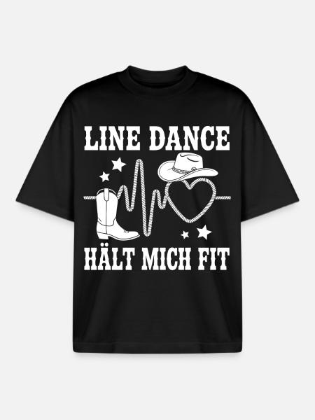 Line Dance Heartbeat Cowboy - Boxy Heavyweight Unisex Organic T-Shirt by Stanley/Stella - black