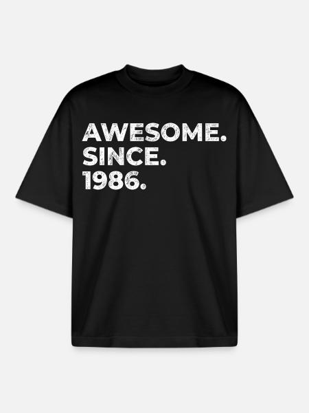 Awesome since 1986 | Birthday | Gift - Boxy Heavyweight Unisex Organic T-Shirt by Stanley/Stella - black