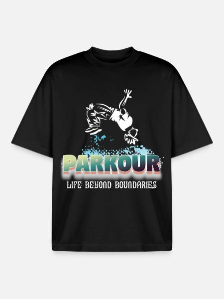 Parkour Life Beyond Boundaries - Boxy Heavyweight Unisex Organic T-Shirt by Stanley/Stella - black