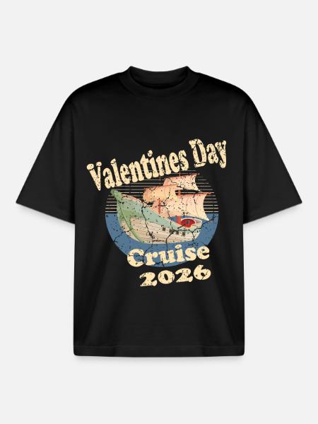 Valentines day Cruise 2026 - Boxy Heavyweight Unisex Organic T-Shirt by Stanley/Stella - black