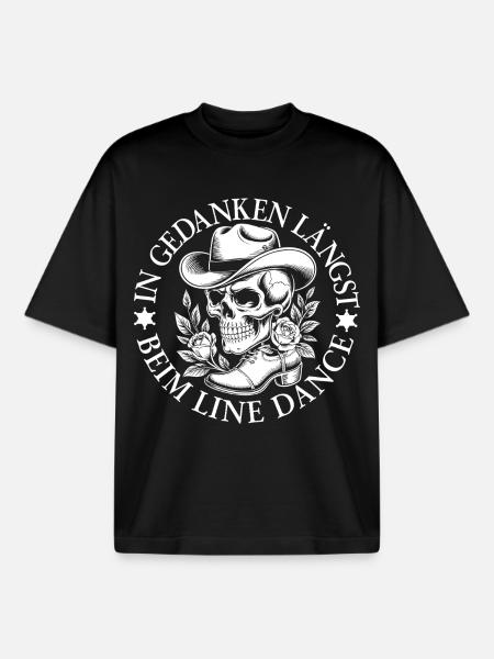 Skeleton in line dance style - Boxy Heavyweight Unisex Organic T-Shirt by Stanley/Stella - black