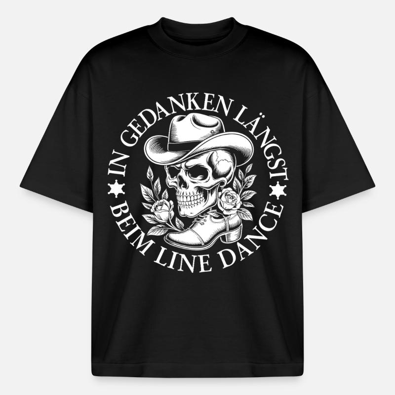 Skeleton in line dance style - Boxy Heavyweight Unisex Organic T-Shirt by Stanley/Stella - black