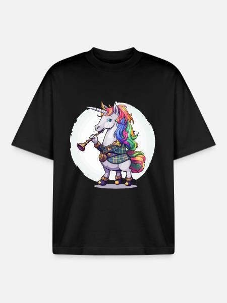 Buntes Einhorn mit Trompete - Boxy Heavyweight Unisex Organic T-Shirt von Stanley/Stella - Schwarz