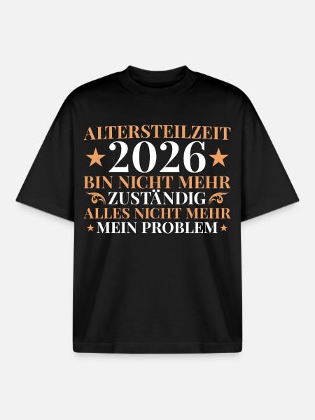 Retraite partielle 2026 Plus responsable - T-shirt unisexe boxy épais biologique Stanley/Stella - noir