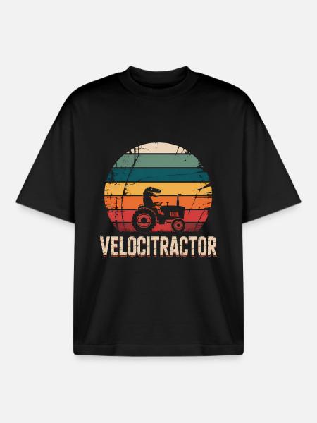 Velocitractor - Funny T-Shirt - Boxy Heavyweight Unisex Organic T-Shirt by Stanley/Stella - black